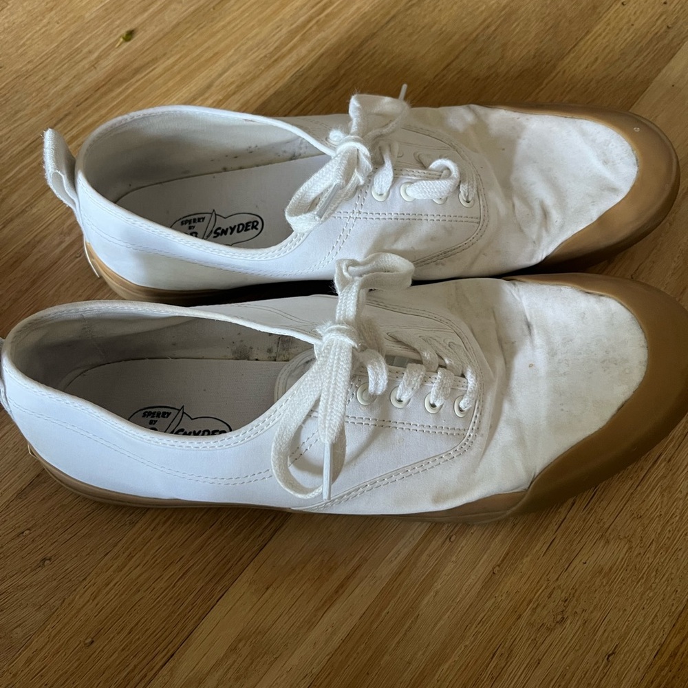 Todd Snyder Sperry Men's White With Brown Soles Shoes Size 10.5
